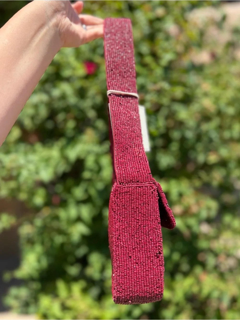 NWT Sol and Mer Maroon Burgundy Red Polka Dot Beaded Shoulder Bag Fall Winter